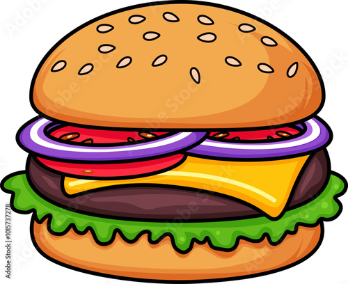 Juicy Cheeseburger Vector - Bold and Tasty - Illustration of Cheeseburger vector illustration