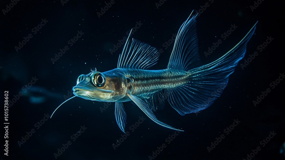 Fototapeta premium Ethereal Fish in Deep Sea Waters
