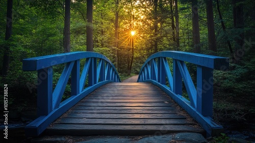 Blue Bridge Leading to a Sunny Day