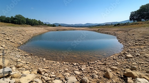 A dried-up reservoir during a heatwave in North Karnataka illustrates water scarcity due to climate change.