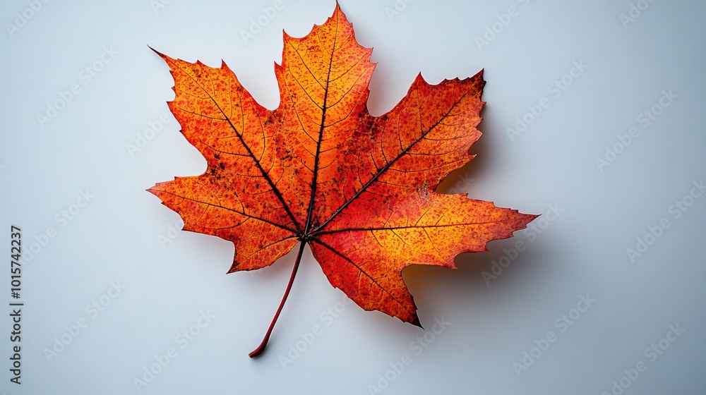 A fallen maple leaf rests isolated on a white background, representing the changing seasons and the fragility of nature. A fallen maple leaf rests isolated on a white background, representing the changing seasons and the fragility of nature.