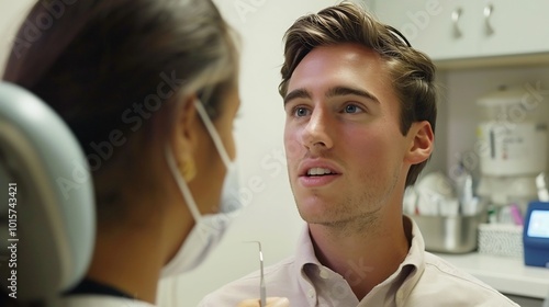 Wallpaper Mural Dentist explaining the benefits of a root canal to a patient Torontodigital.ca