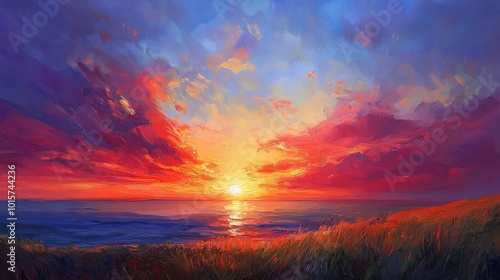 Vibrant Sunset Over the Ocean