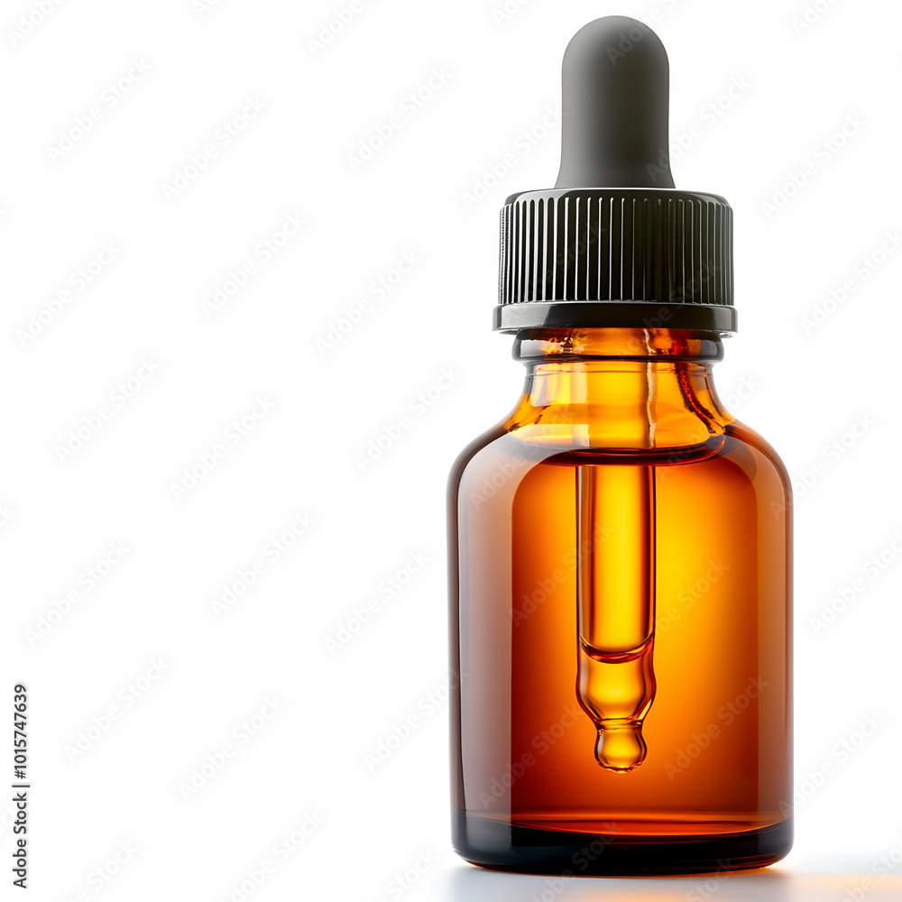Amber dropper bottle with a sleek design, perfect for essential oils or liquid extracts. Amber dropper bottle with a sleek design, perfect for essential oils or liquid extracts.