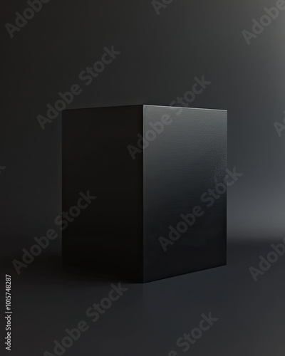 Obraz na płótnie Large matte black box, centered on black background, with subtle texture and soft spotlight. w salonie