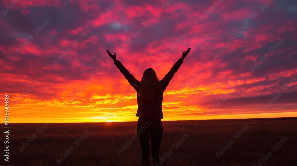 Silhouette of a Woman at Sunset Silhouette of a Woman at Sunset