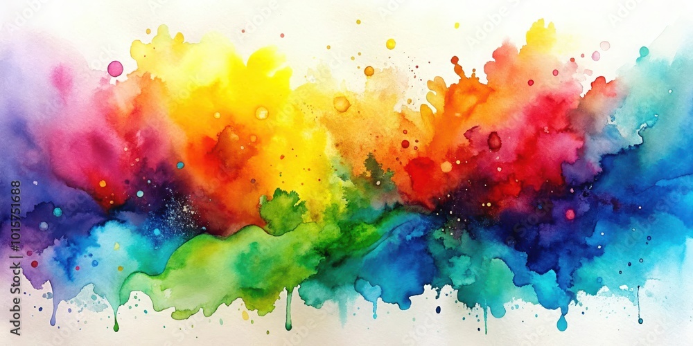Fototapeta premium Abstract Watercolor Painting with Vibrant Hues and Splatters of Color