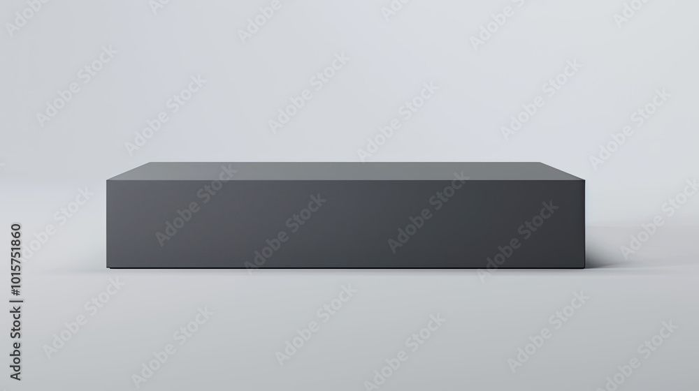 Charcoal gray box, matte finish, lying flat on a white background, subtle shadow underneath. Charcoal gray box, matte finish, lying flat on a white background, subtle shadow underneath.