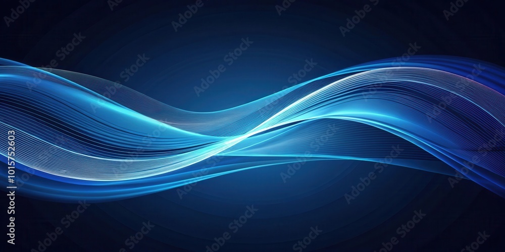 Fototapeta premium Abstract Blue Wave with Dynamic Lines and Subtle Glow on Dark Background
