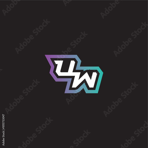 dynamic and bold concept UW gaming monogram logo letter modern esport