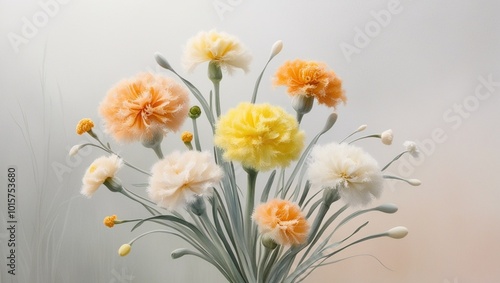 A vibrant bouquet of daffodils and white flowers, showcasing the beauty of spring with delicate petals and bright colors, perfect for a wedding or as a lovely floral arrangement