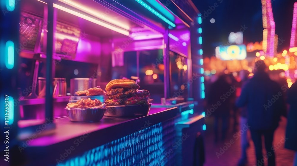 Neon Lights and Burgers at a Late Night Diner Neon Lights and Burgers at a Late Night Diner