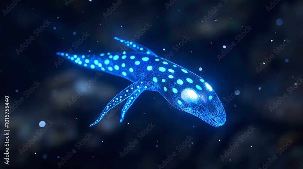 Bioluminescent Creature with Bright Blue Spots Bioluminescent Creature with Bright Blue Spots