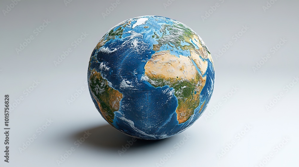 A 3D render of the Earth map presents a detailed globe, demonstrating the world’s geography through an artistic illustration. A 3D render of the Earth map presents a detailed globe, demonstrating the world’s geography through an artistic illustration.