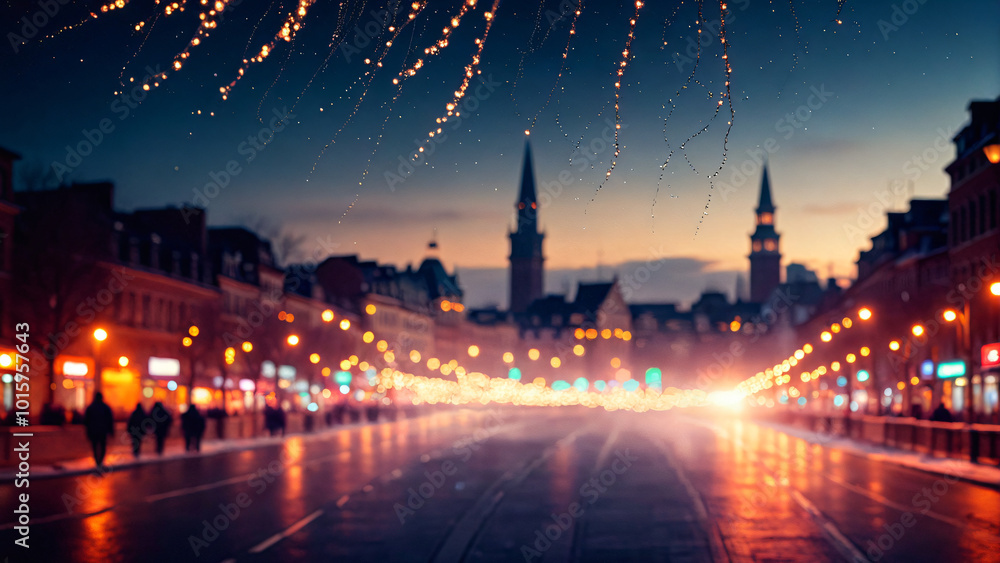 Fototapeta premium Cityscape of the night celebration