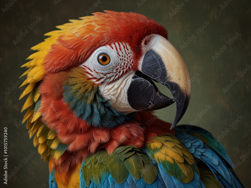 Obraz premium Close Up Portrait of a Vibrant Macaw