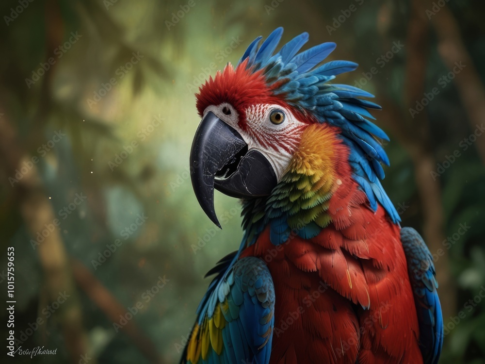 Close Up Portrait of a Vibrant Macaw Close Up Portrait of a Vibrant Macaw