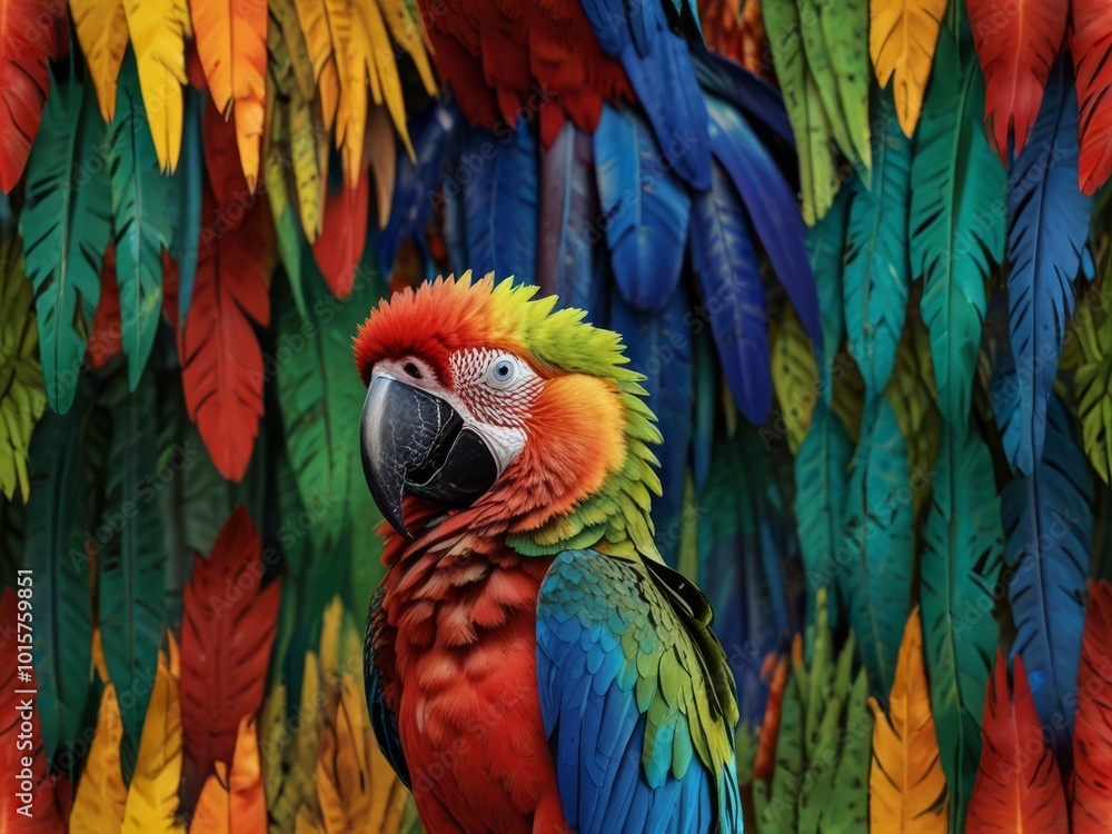 Obraz premium Close Up Portrait of a Vibrant Macaw