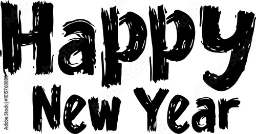 Happy new year text decoration drawing