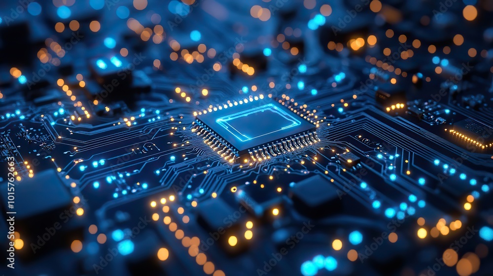 A blue background featuring a modern computer circuit board, symbolizing technological advancements. A blue background featuring a modern computer circuit board, symbolizing technological advancements.