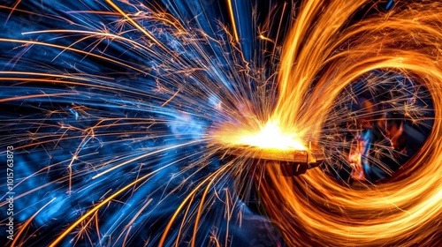 Mesmerizing Display of Fiery Sparks and Celestial Swirls