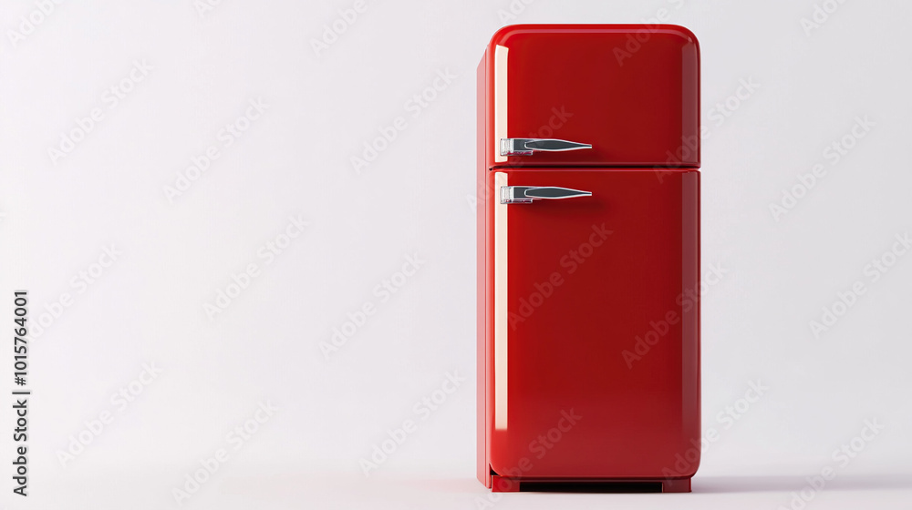 3D render of red retro refrigerator on white background 3D render of red retro refrigerator on white background