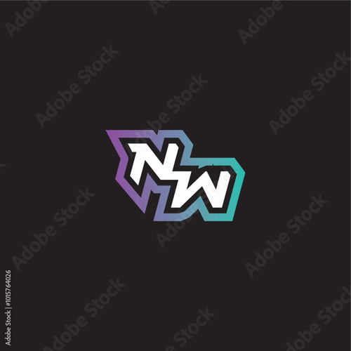 gaming monogram logo dynamic and bold concept NW modern esport letter