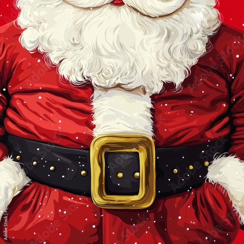 a close-up illustration of the golden waist belt of santa claus photo