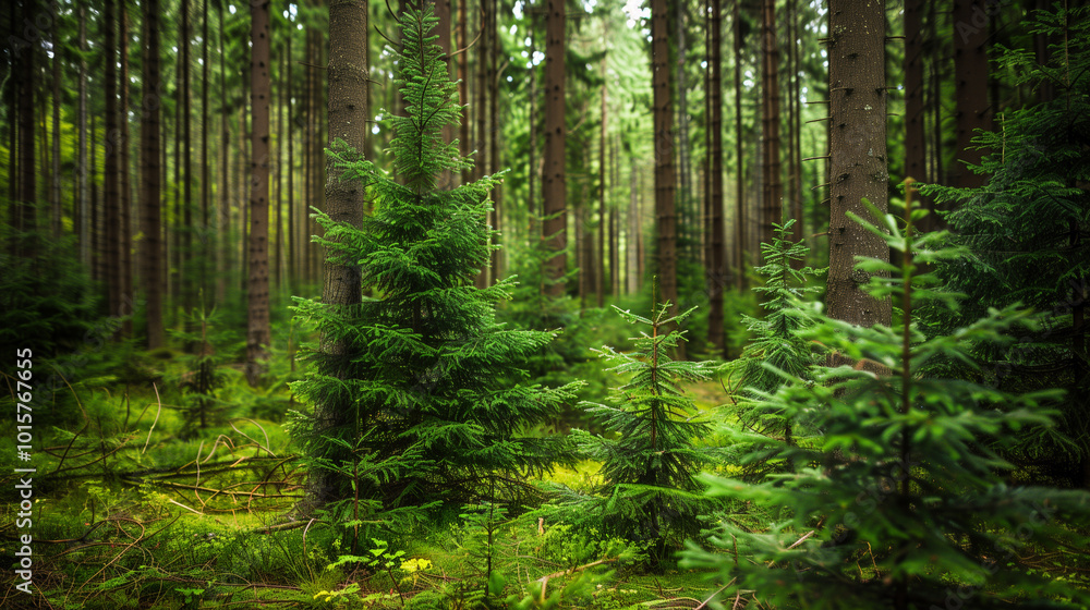 Lush green trees in a forest composed of old spruce, fir, and pine, showcasing a healthy and vibrant ecosystem.
Lush green trees in a forest composed of old spruce, fir, and pine, showcasing a healthy and vibrant ecosystem.
