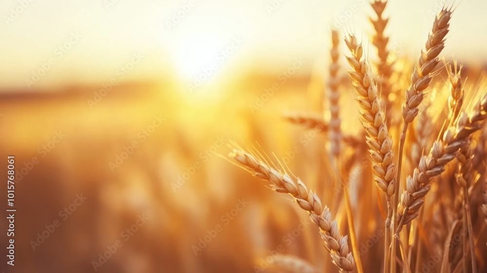 Fototapeta premium Golden Wheat Field at Sunset
