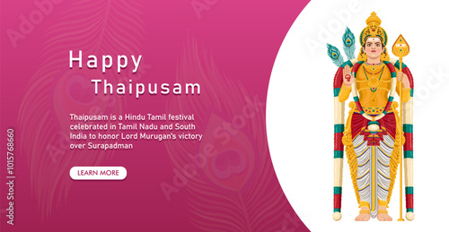 Thaipusam banner template with Lord Murugan