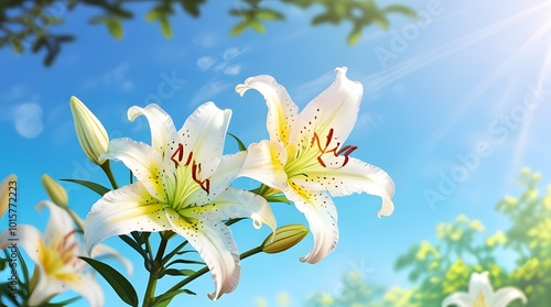 Mountain Laure  flower  flowers blooming in spring, easter time against a natural sunny blurred garden banner background of blue and white