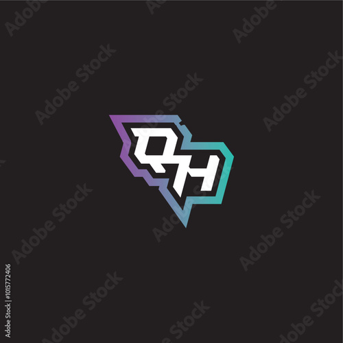 gaming monogram logo dynamic and bold concept QH modern esport letter