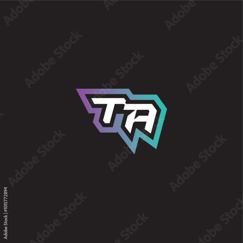 gaming monogram logo dynamic and bold concept TA modern esport letter