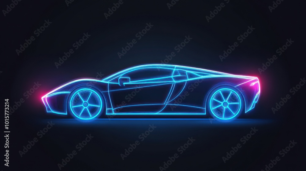 Neon Car Outline Neon Car Outline