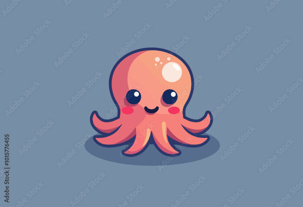 Simple and Cute Vector Icon of Squid and Octopus for Contemporary Branding Simple and Cute Vector Icon of Squid and Octopus for Contemporary Branding