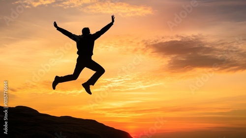 Wallpaper Mural Man Jumping at Sunset Torontodigital.ca