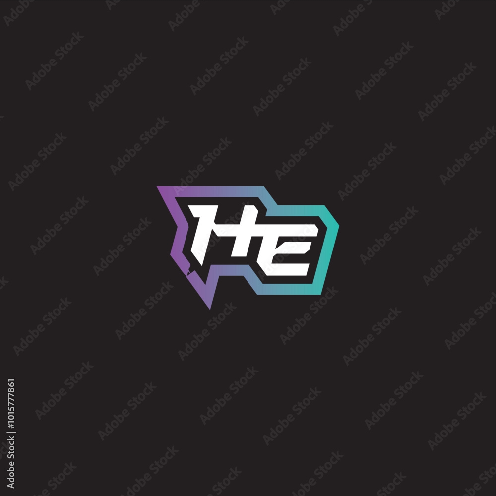 Fototapeta premium modern esport gaming monogram logo letter dynamic and bold concept HE