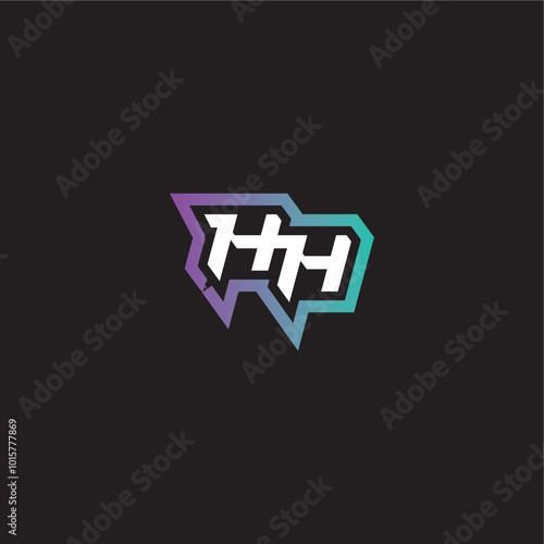 modern esport gaming monogram logo letter dynamic and bold concept HH