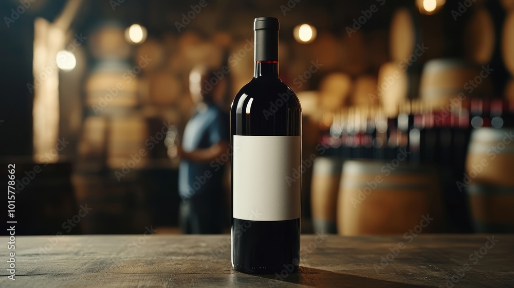 Red wine bottle with blank white label. Wine advertising template Red wine bottle with blank white label. Wine advertising template