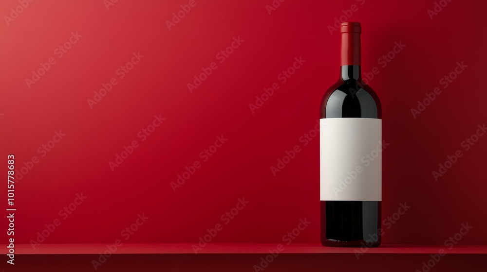 Red wine bottle with blank white label. Wine advertising template Red wine bottle with blank white label. Wine advertising template