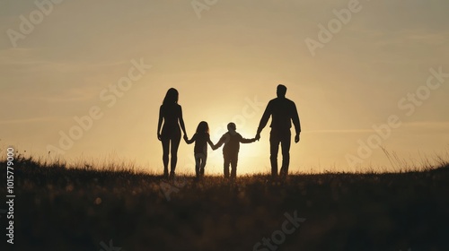 Family Silhouette at Sunset