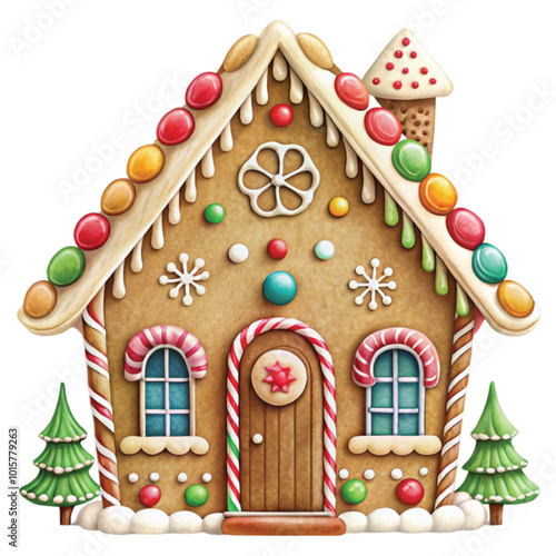 Christmas Whimsical Gingerbread House Clipart for Instant Download - Perfect for Sublimation Designs and Holiday Crafts