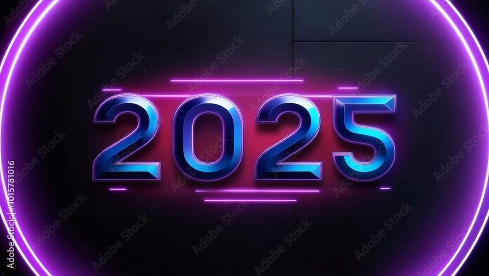 Futuristic Neon Themed 2025 Typography in Vibrant Blue and Red with a Radiating Purple Glow and Sleek Subtle Dark Background Textures. Futuristic Neon Themed 2025 Typography in Vibrant Blue and Red with a Radiating Purple Glow and Sleek Subtle Dark Background Textures.