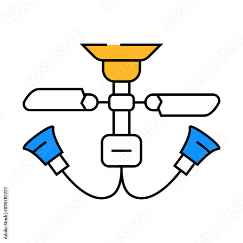 chandelier fan line icon vector. chandelier fan sign. isolated symbol illustration