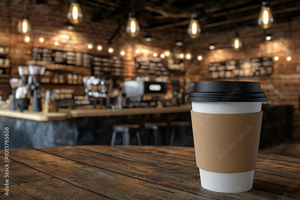 Mockup for coffee cup without text on caffe shop background Mockup for coffee cup without text on caffe shop background