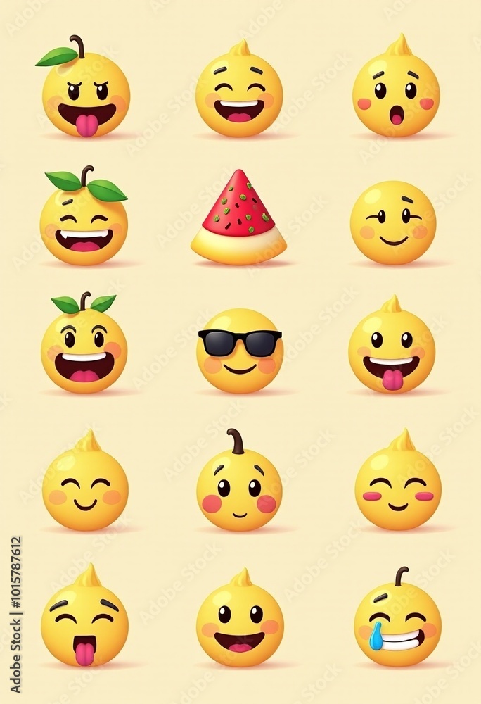 Obraz premium Delightful Emoji Icons Collection: Brighten Up Your Website with Fun Graphics