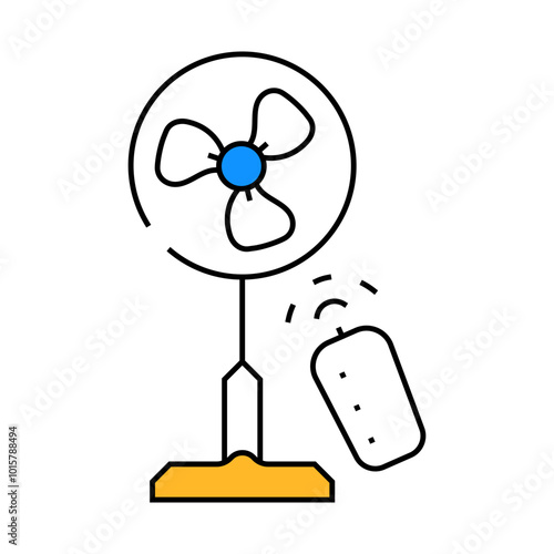 fan with remote control line icon vector. fan with remote control sign. isolated symbol illustration