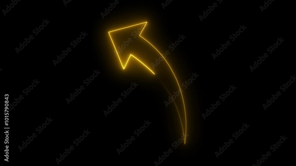 Arrow on a black background is animated by yellow neon. Arrow on a black background is animated by yellow neon.