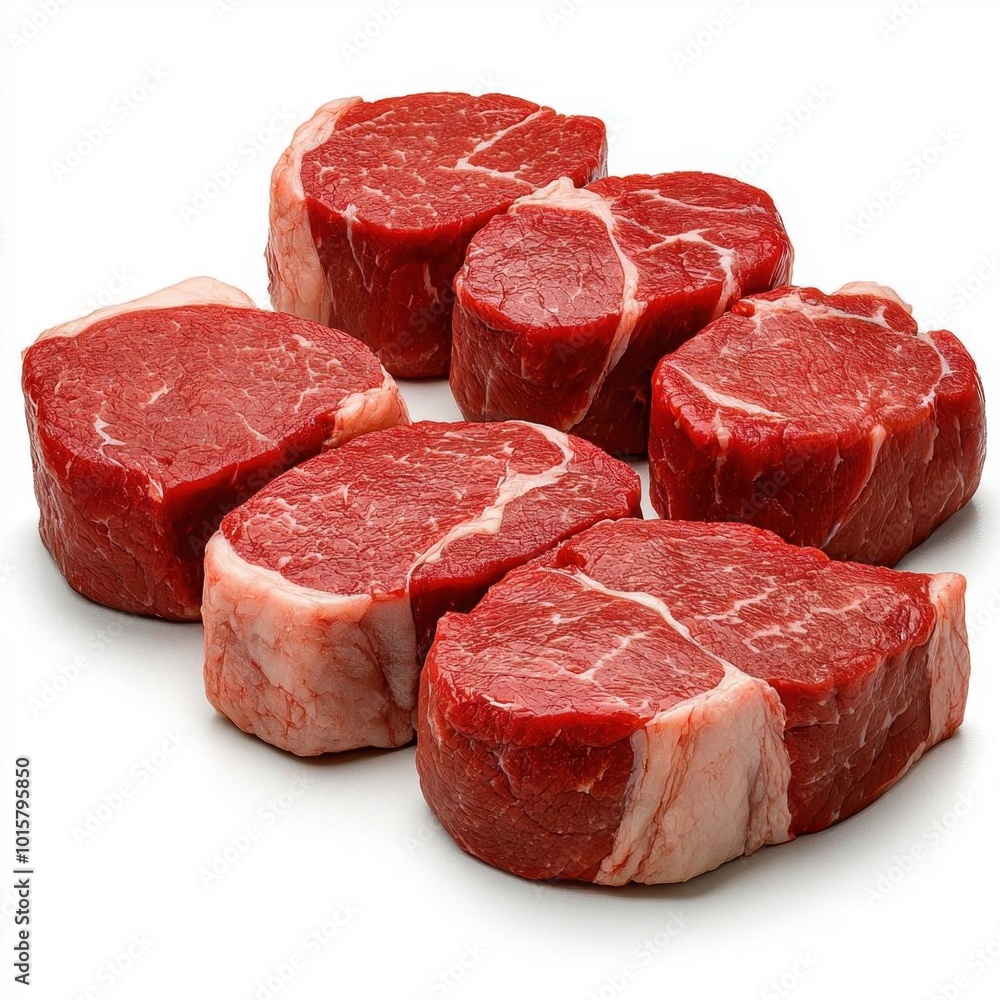 A photostock images of raw meat steaks with a clean white background A photostock images of raw meat steaks with a clean white background